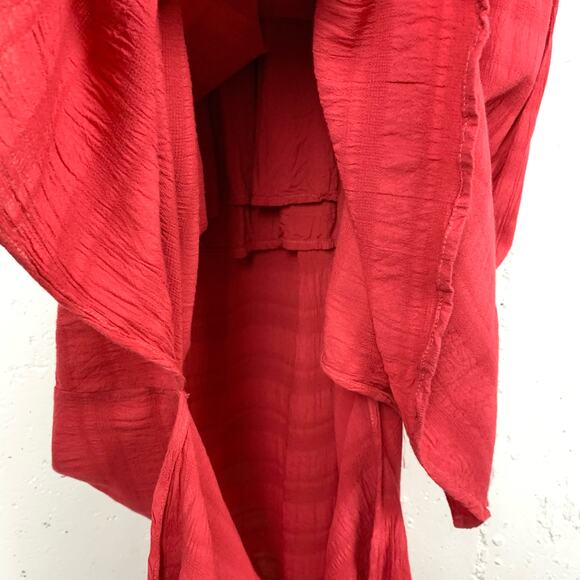 Michael Stars Womens Ruffle Maxi Dress Soft Woven Red Sleeveless V-Neck XS - Picture 9 of 16